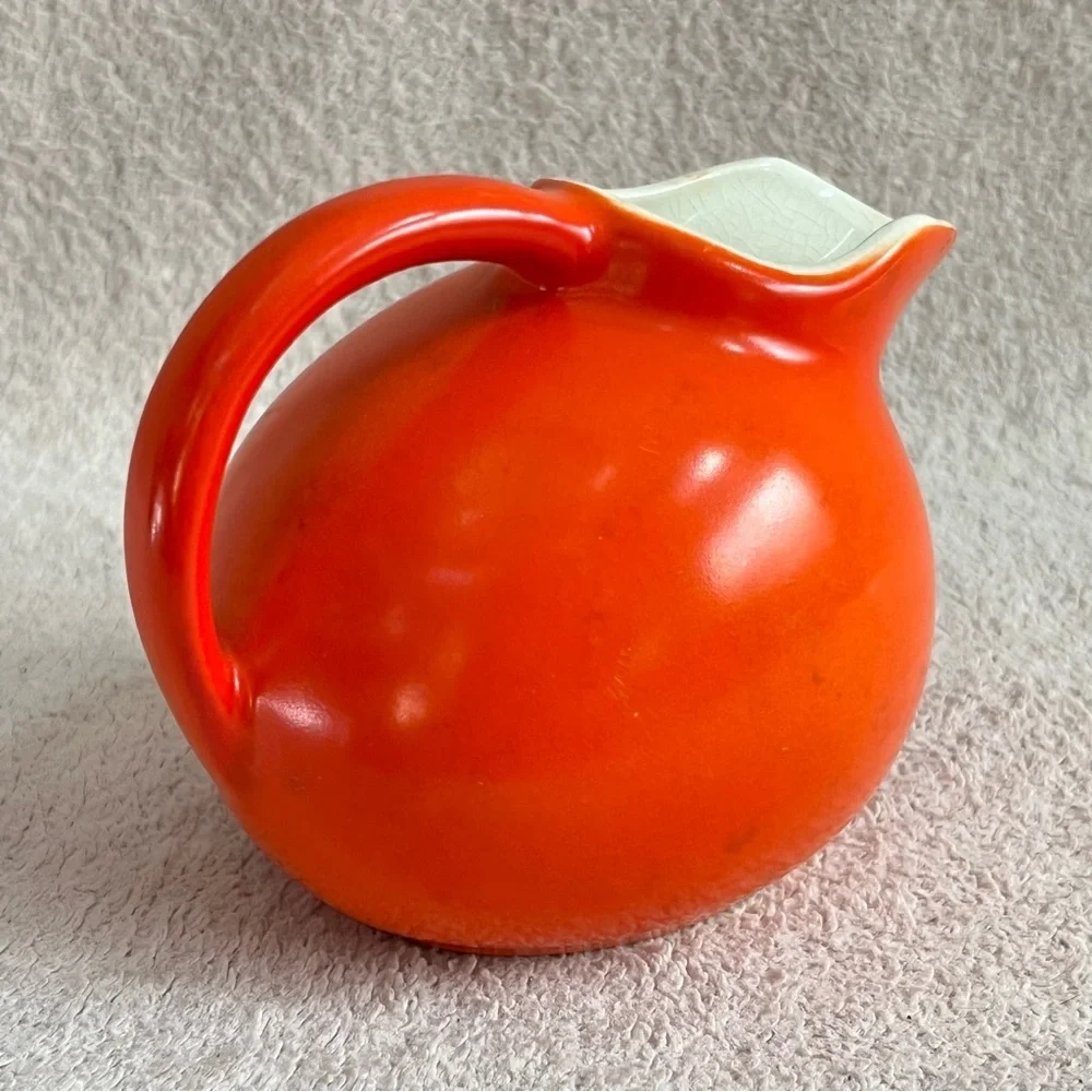 Vintage Mid Century Modern Orange Ceramic Creamer Small Pitcher Retro VTG MCM